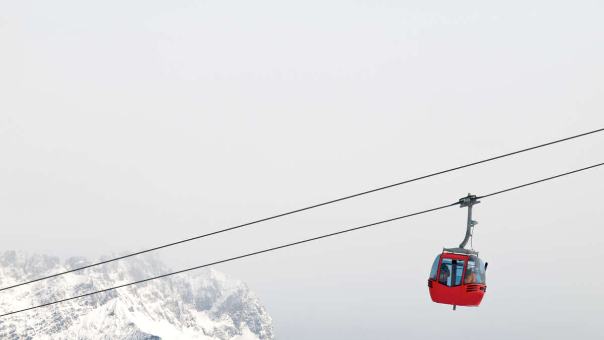red ski lift, in the Wilder kaiser (Austria)